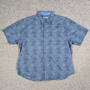Tommy Bahama Button Up Shirt Mens XXL Blue Bird Tiger Antelope Forest Stretch